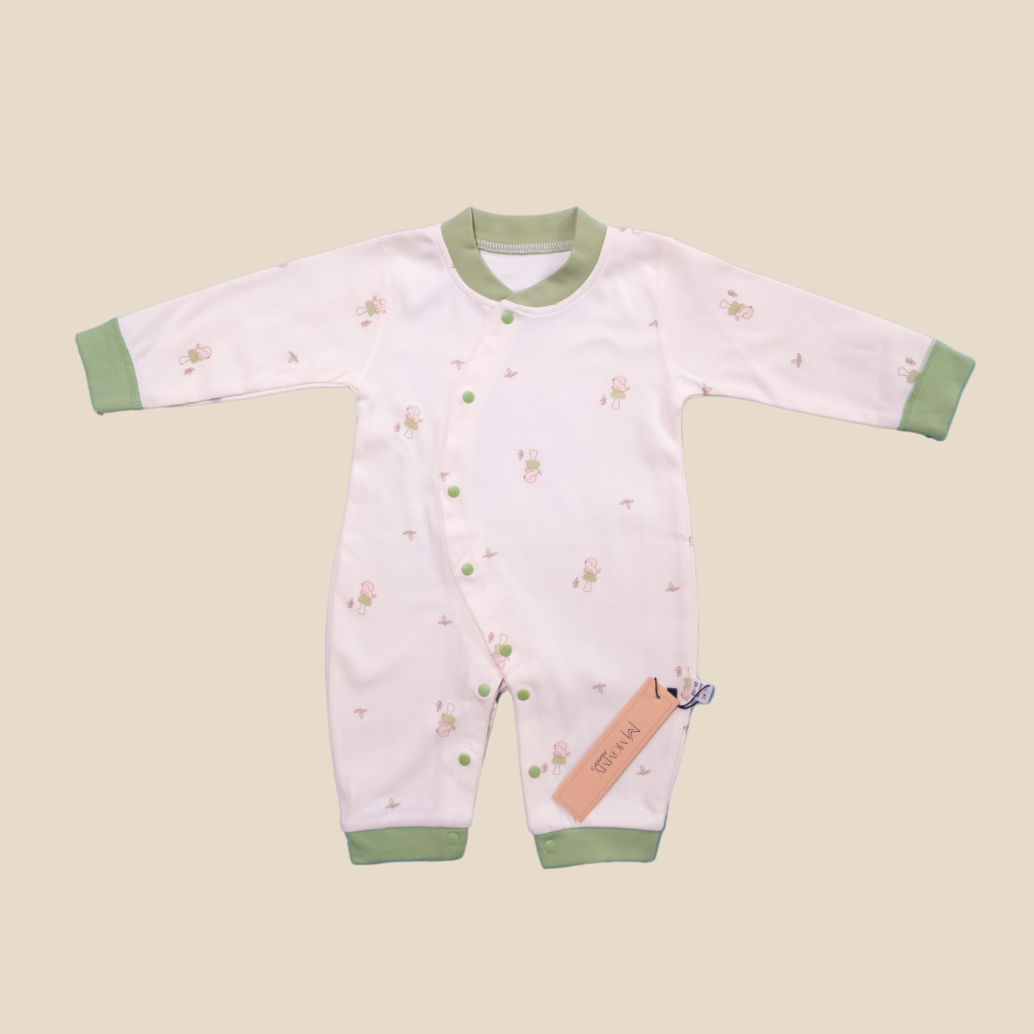 Green Trim Soft Cotton Baby Romper